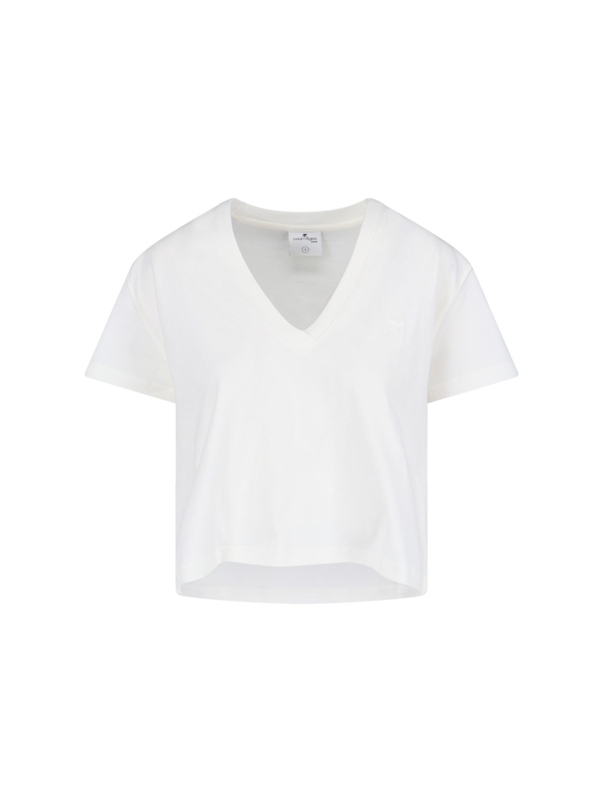 Shop Courrèges V-neck Short T-shirt In White
