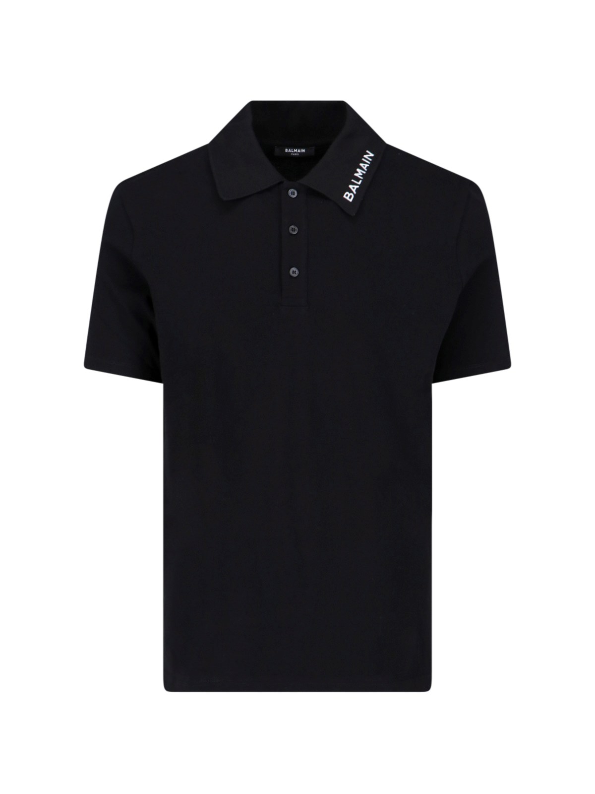 Shop Balmain Logo Polo Shirt In Black  