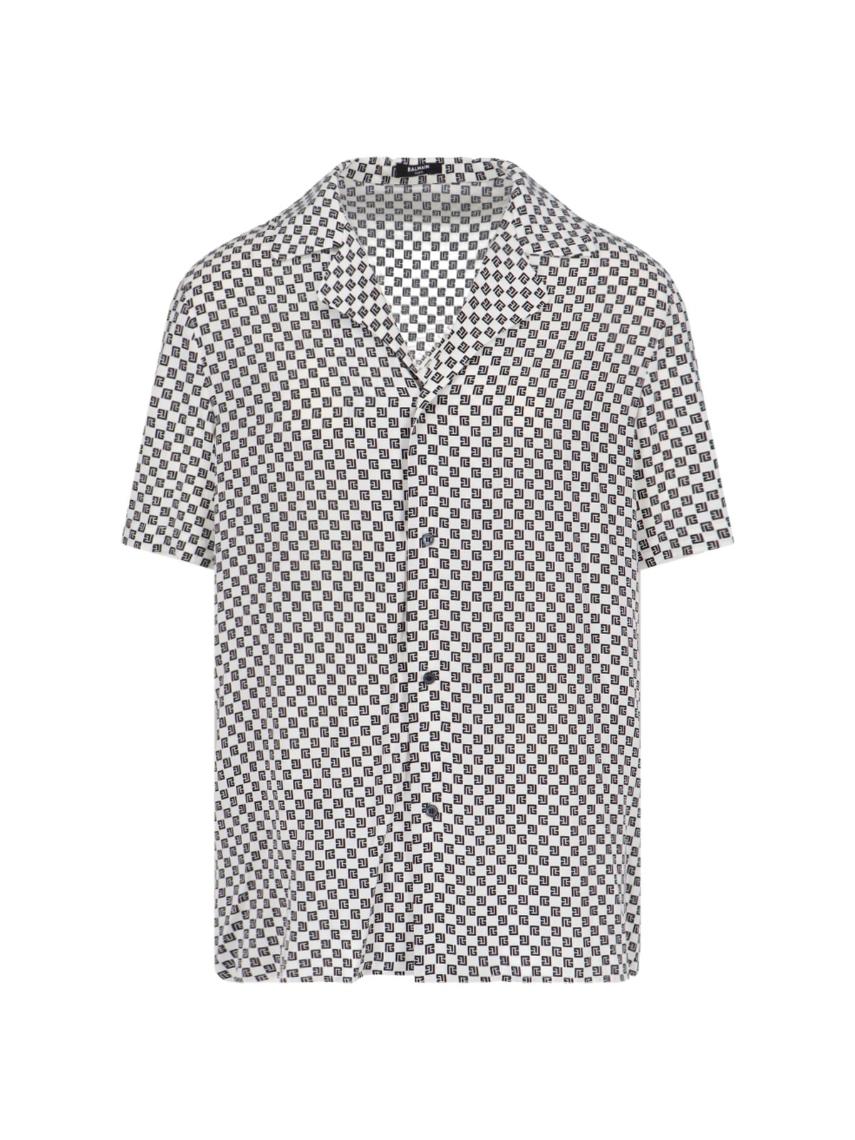 Balmain Monogram-pattern Satin Shirt In Neutrals