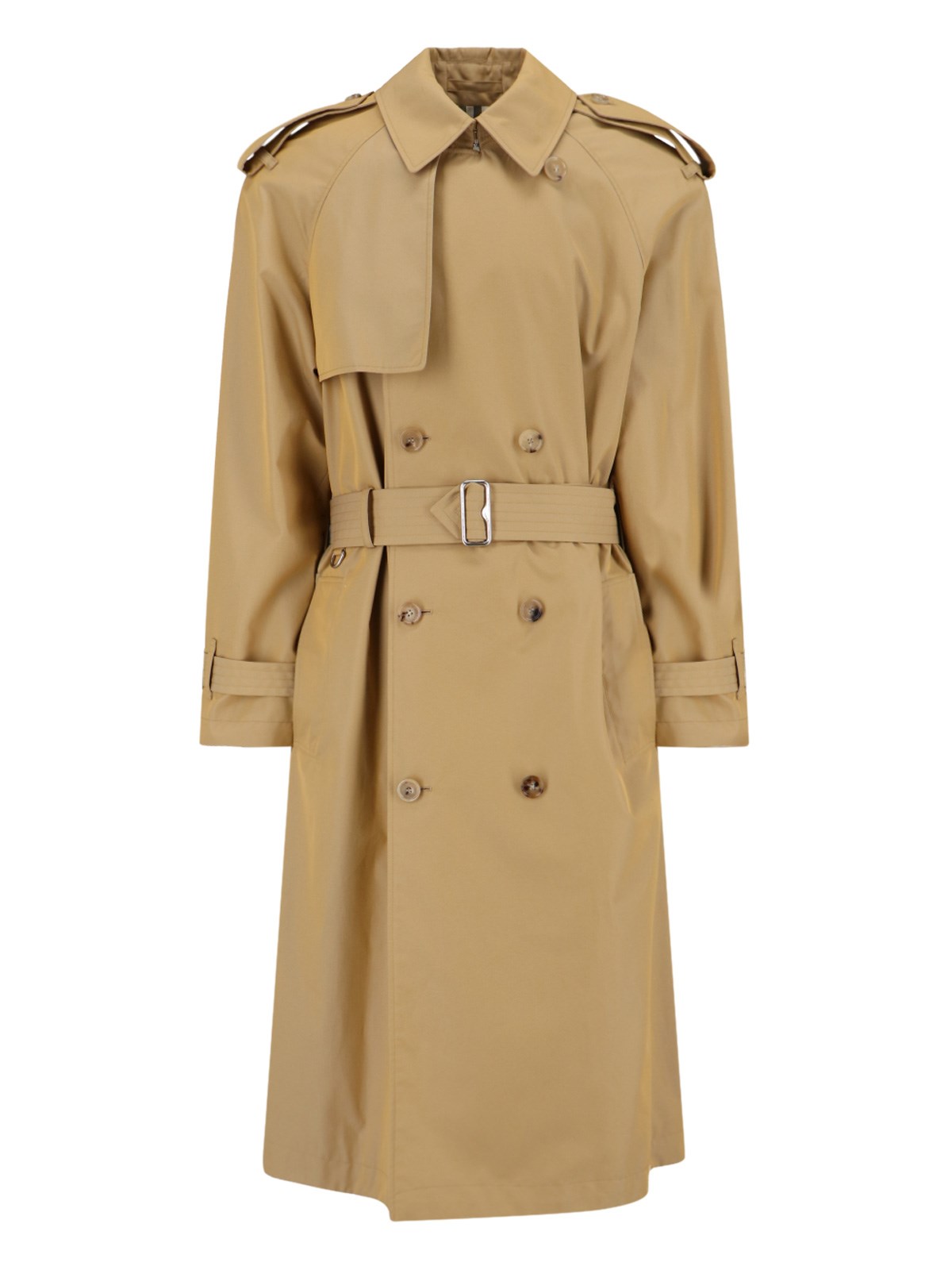 Shop Burberry Double-breasted Midi Trench Coat In Brown