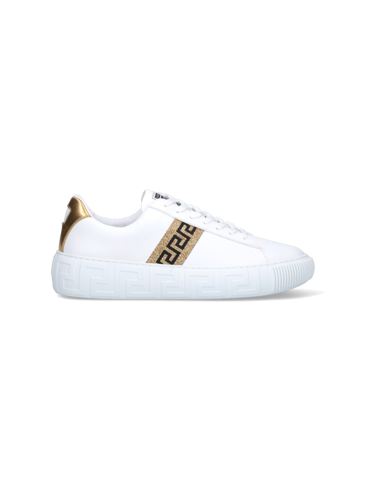 Shop Versace "greca" Sneakers In White
