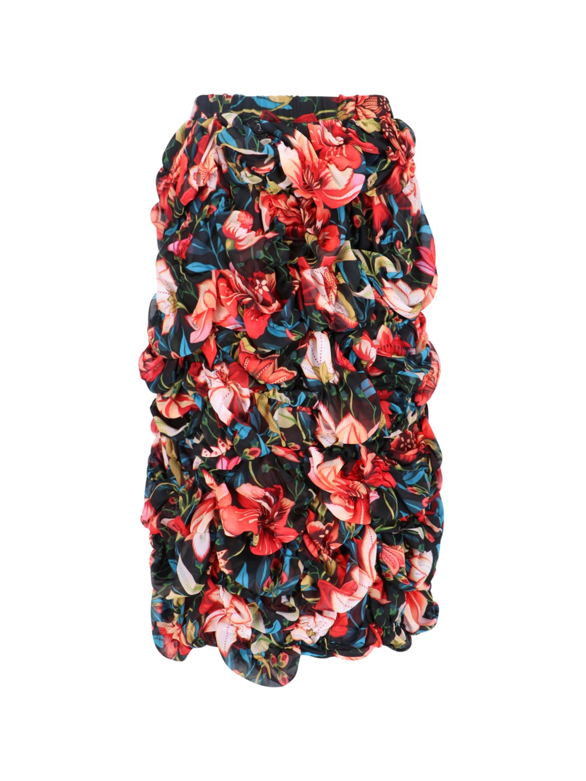 Shop Comme Des Garçons Floral Midi Skirt In Multi