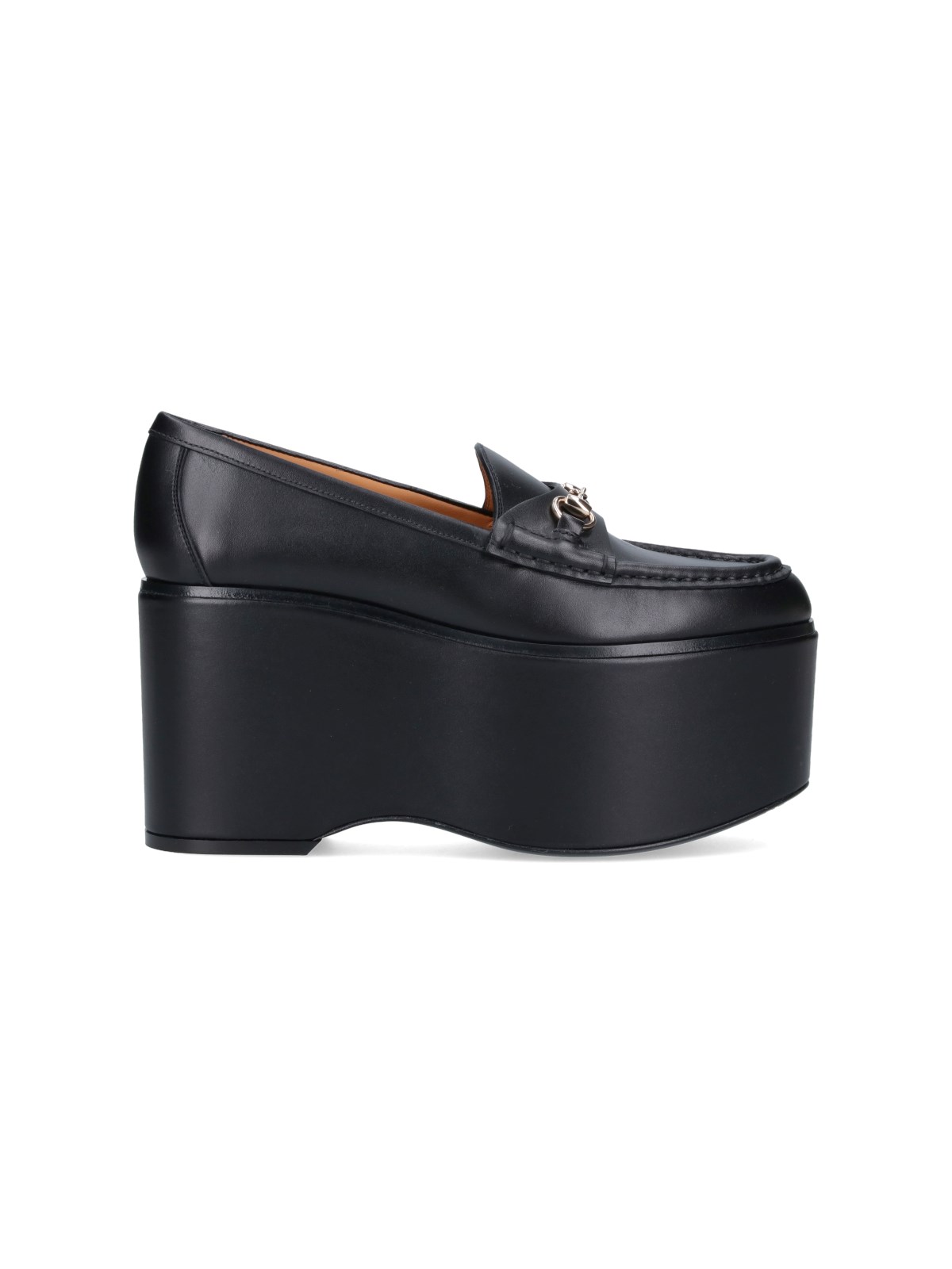Gucci Canvas Horsebit Platform Loafers In Black  