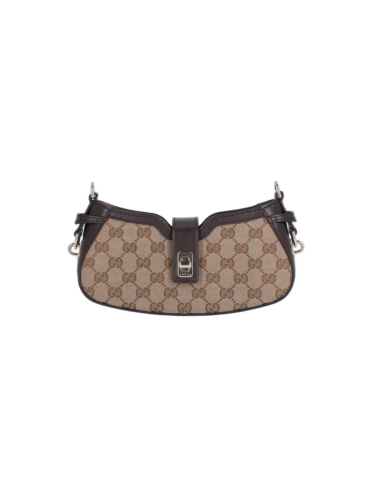 Shop Gucci 'moon Side' Mini Shoulder Bag In Brown