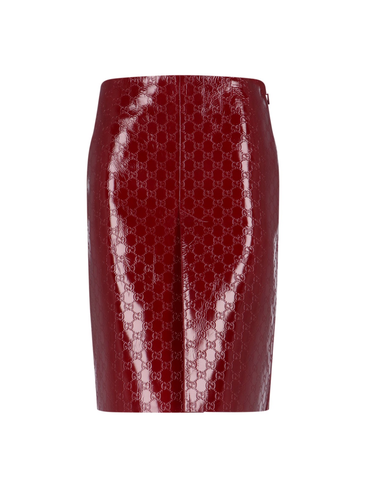Shop Gucci 'gg' Midi Skirt In Red