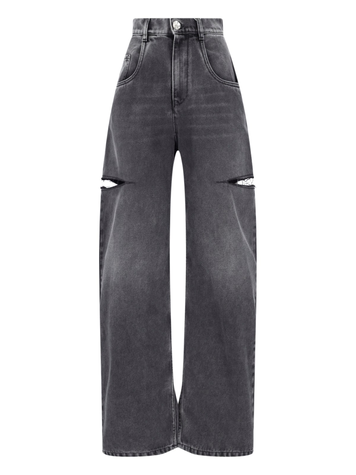 Maison Margiela Cutout High-rise Wide-leg Jeans In Black  