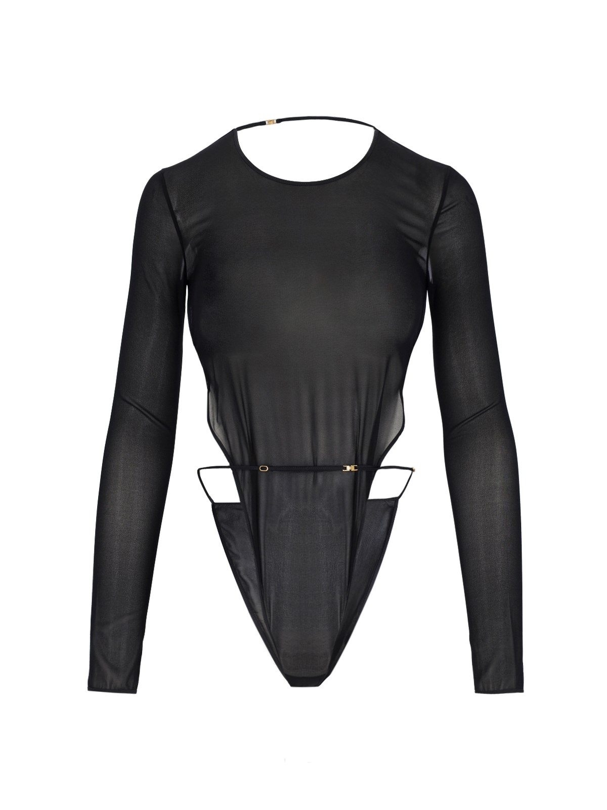 Saint Laurent Semi-transparent Bodysuit In Black