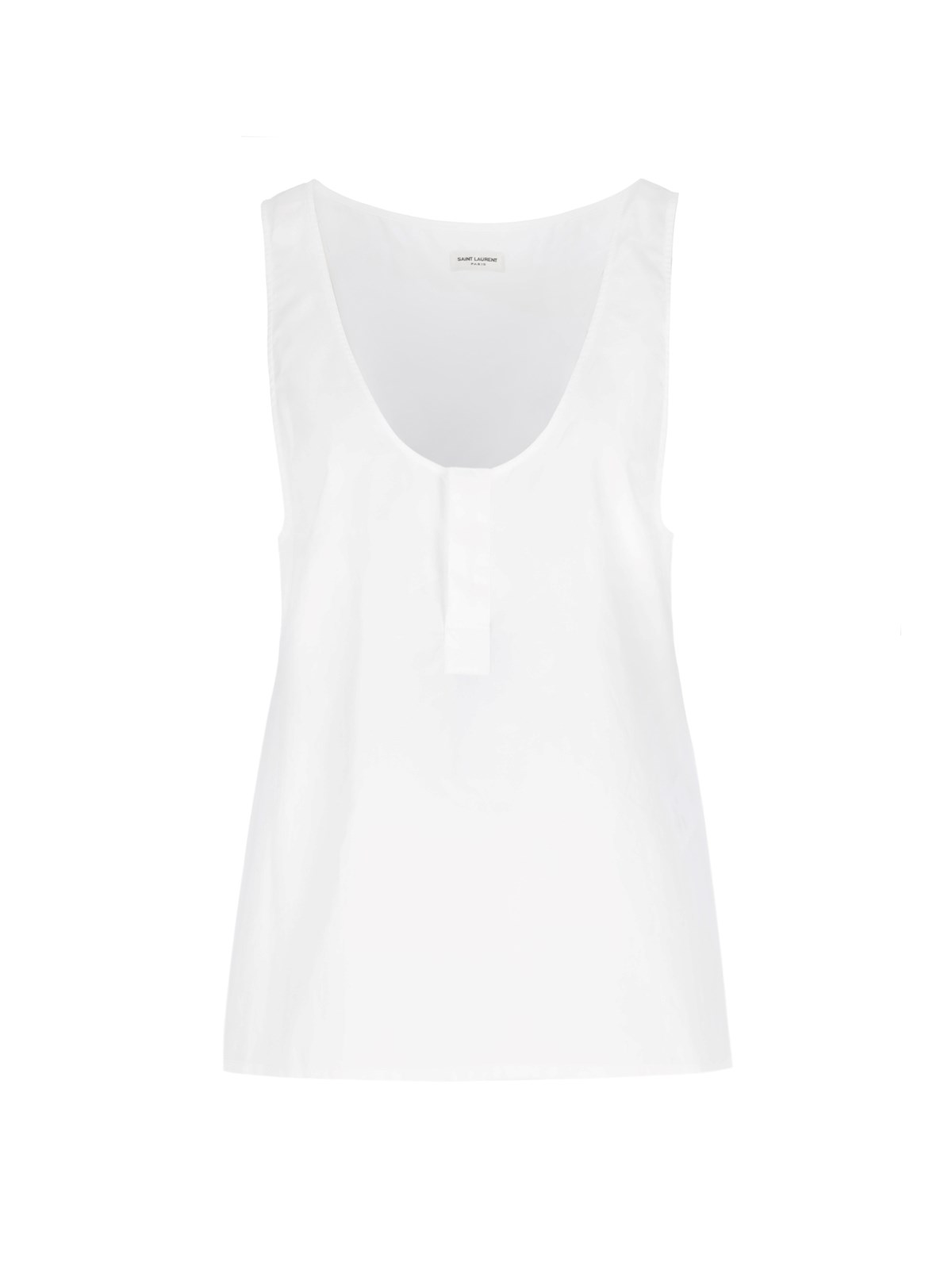 Shop Saint Laurent 'henley' Semi-transparent Tank Top In White