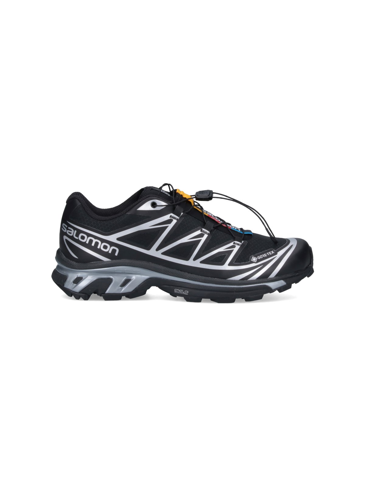 Salomon Mens Black Black Silver Xt-6 Gtx Quick-lace Mesh Low-top Trainers In Black  