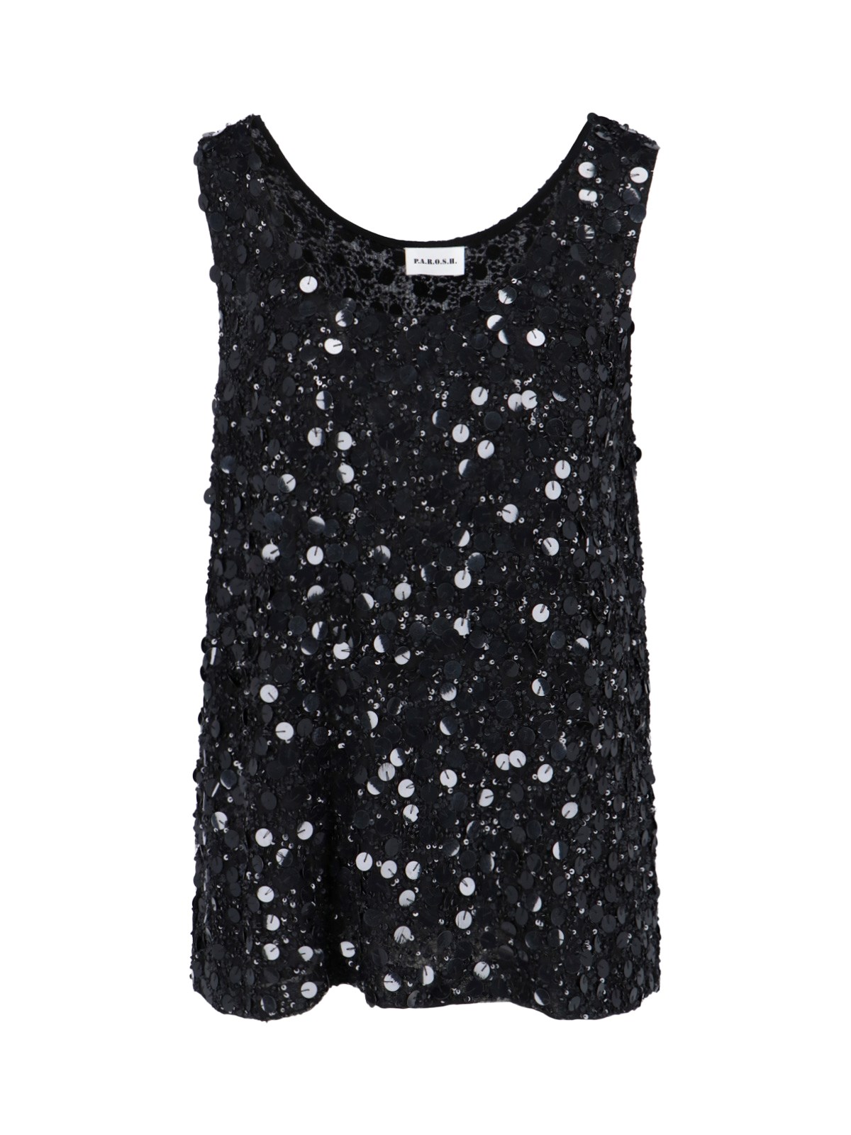 Shop P.a.r.o.s.h Sequin Tank Top In Black  