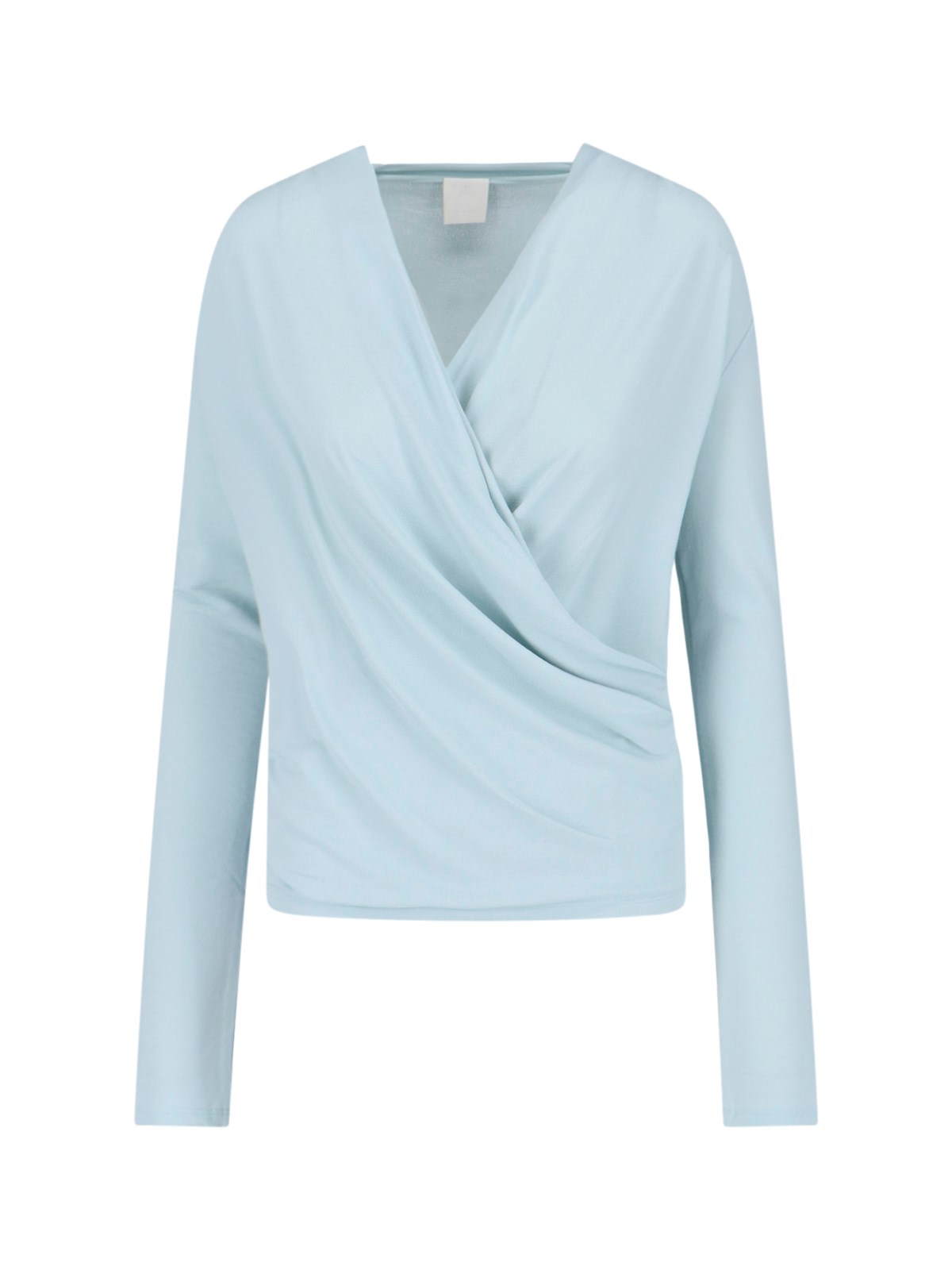 Shop Givenchy Draped Blouse In Light Blue