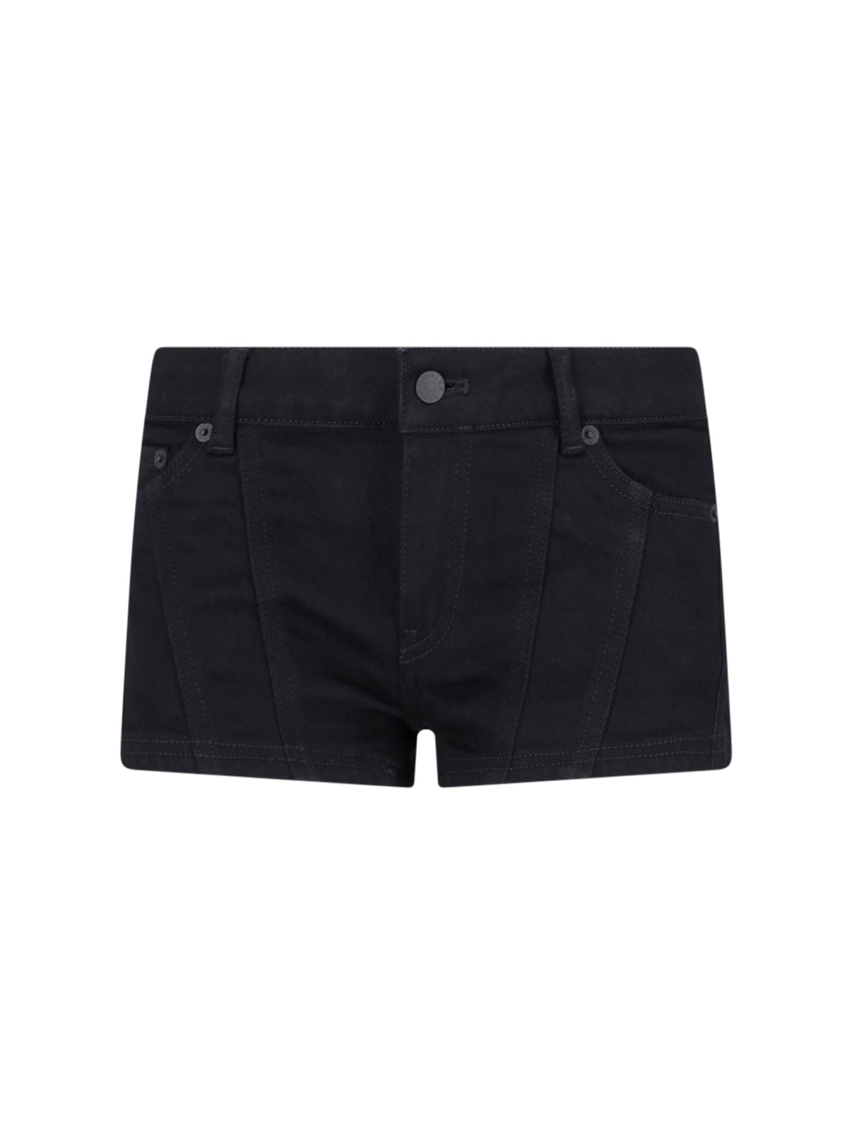 Shop Mugler Denim Shorts In Black  