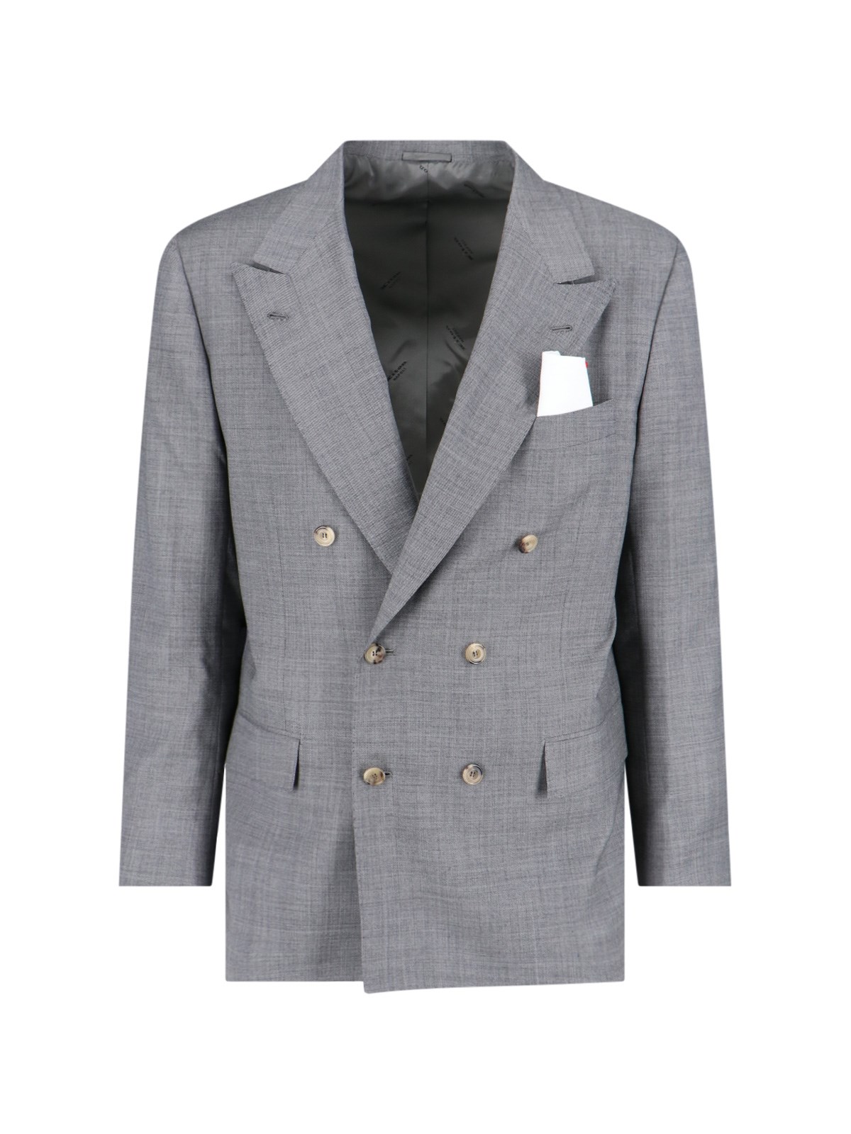 Shop Kiton Double-breasted Suit In Gray