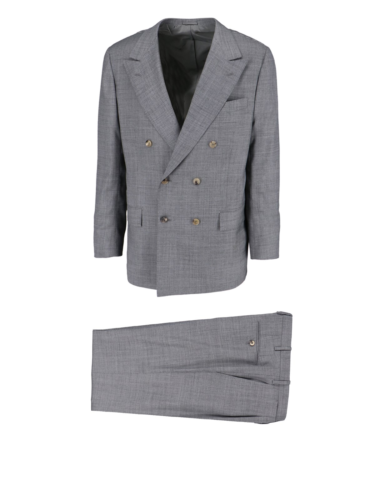 Kiton Double-breasted Suit In Grey
