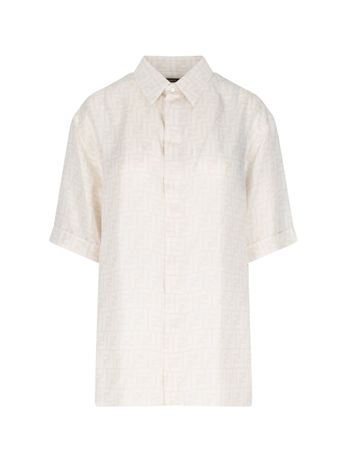 Shop Fendi 'ff' Silk Shirt In White