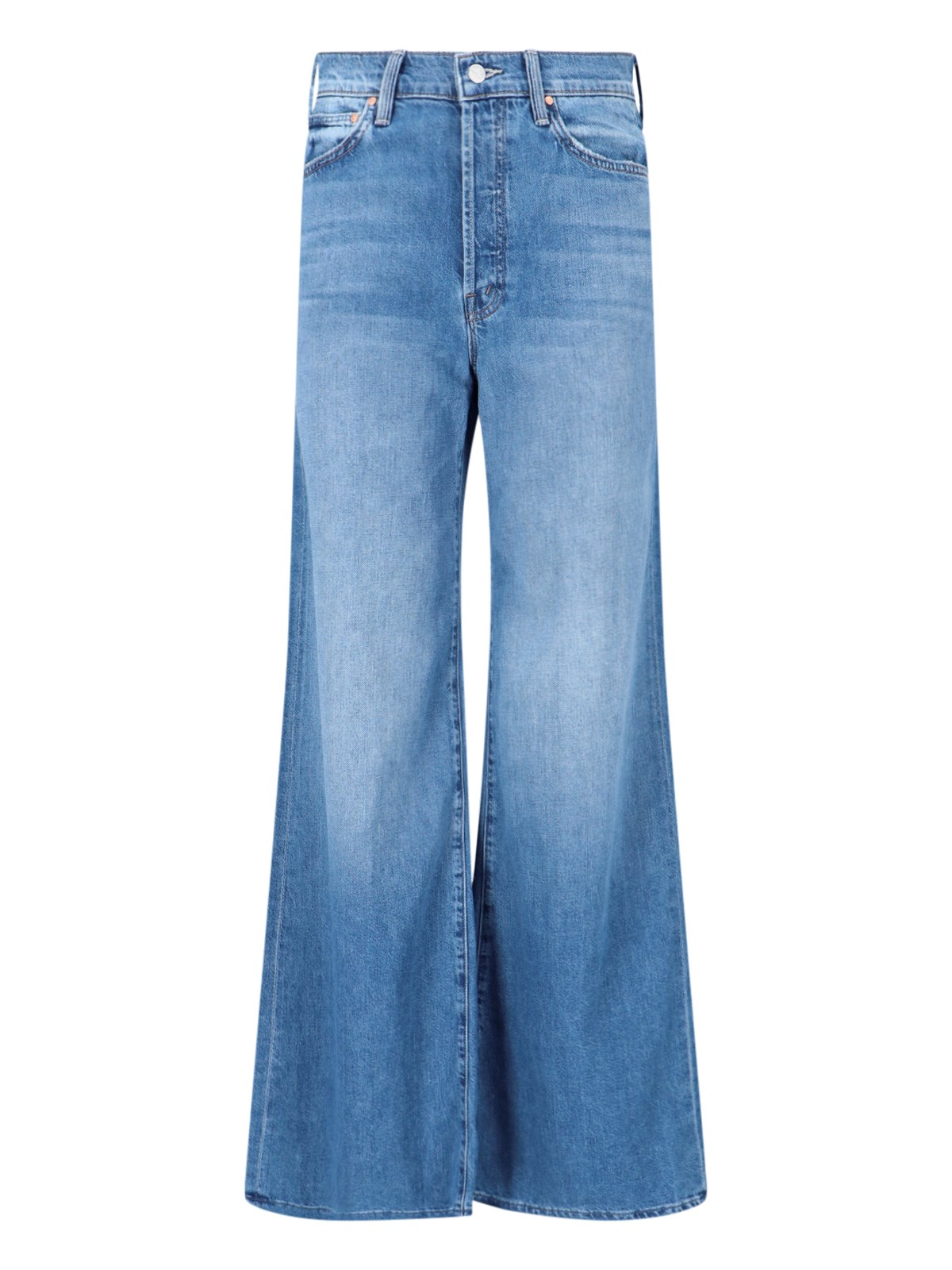 Shop Mother 'the Ditcher Roller Sneak' Jeans In Blue