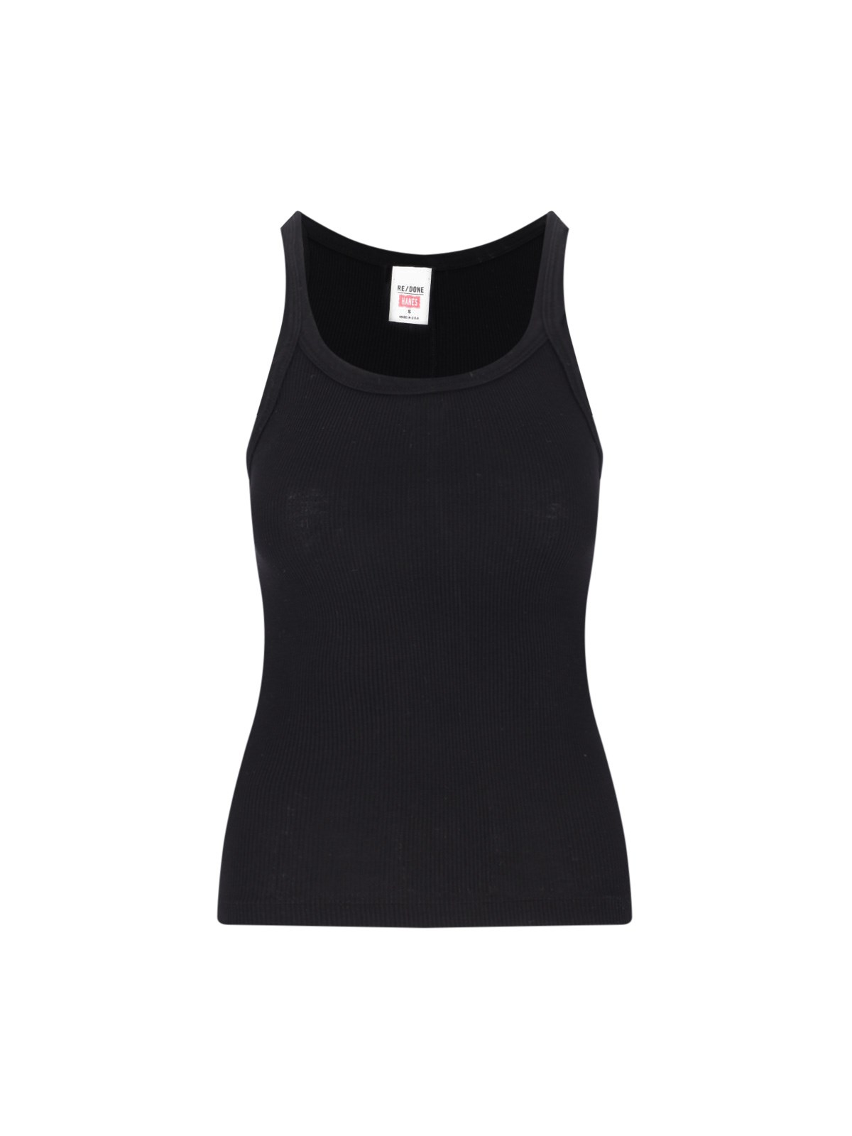 Re/done Ribbed Cotton-jersey Tank In Black  