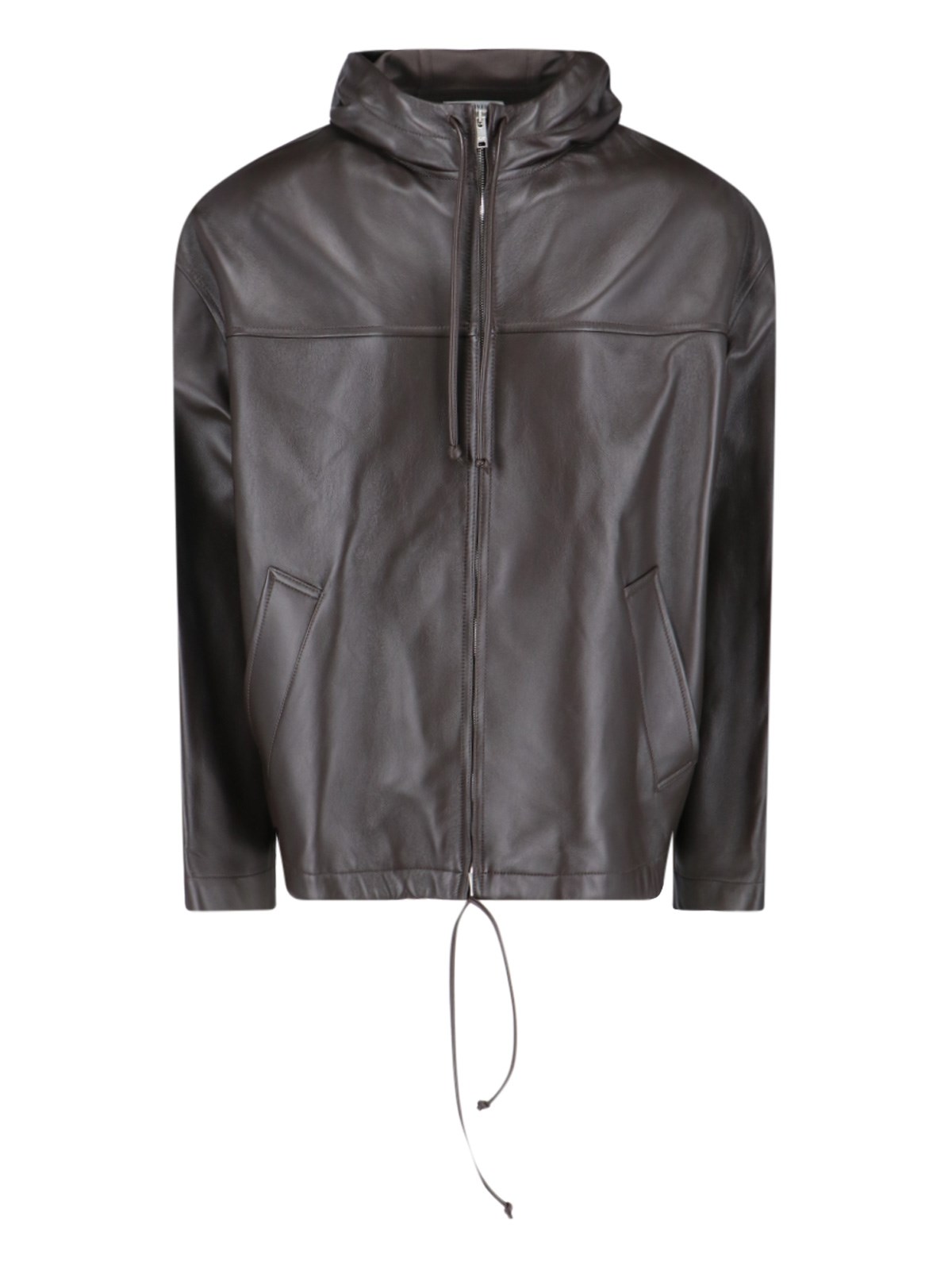 Shop Bottega Veneta Leather Bomber Jacket In Brown