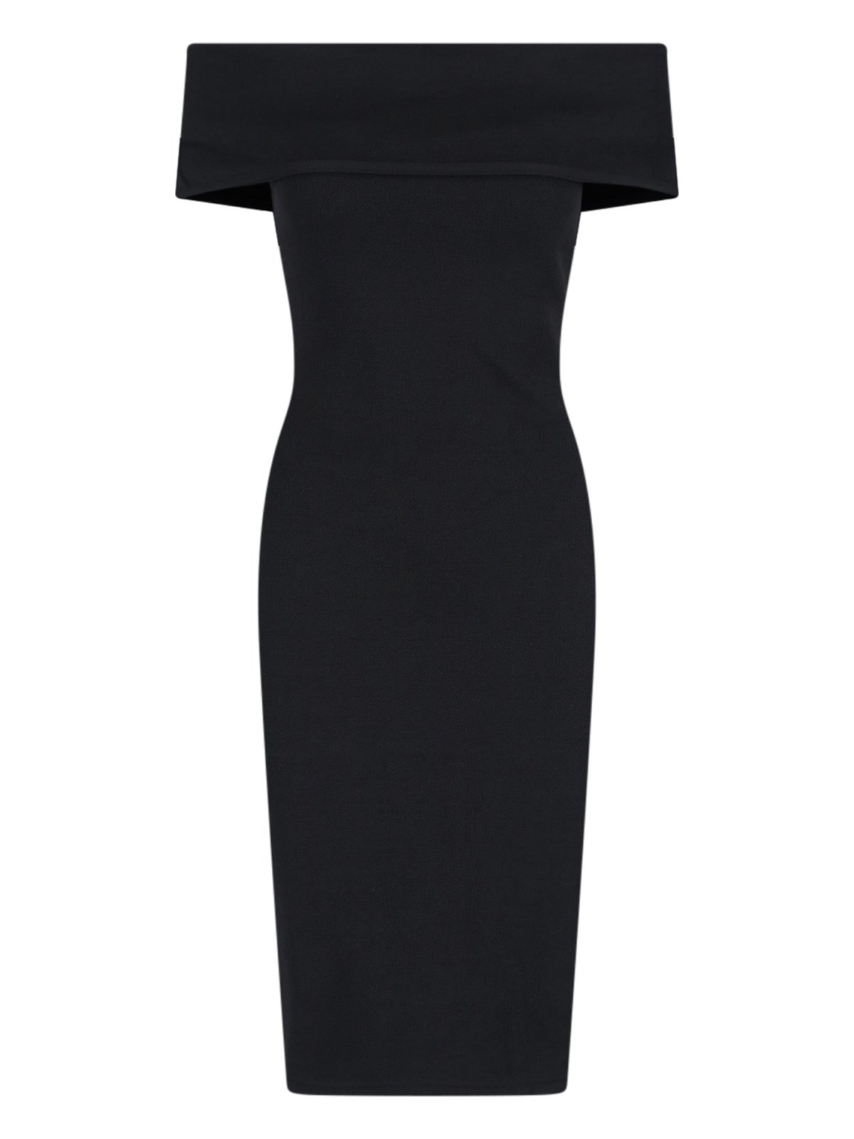 Shop Bottega Veneta Midi Dress With Bare Shoulders In Black  