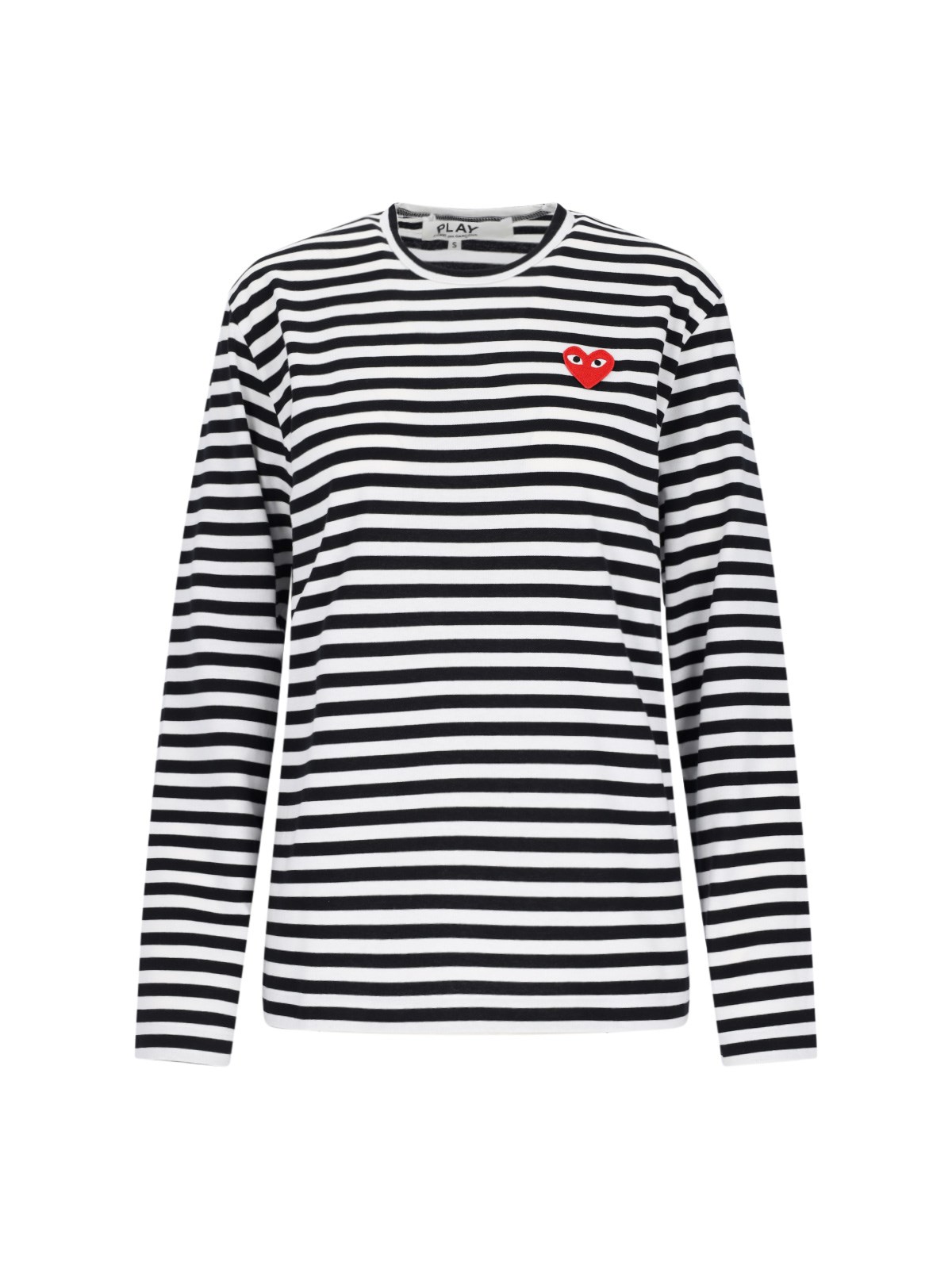 Shop Comme Des Garçons Play Striped Logo T-shirt In White