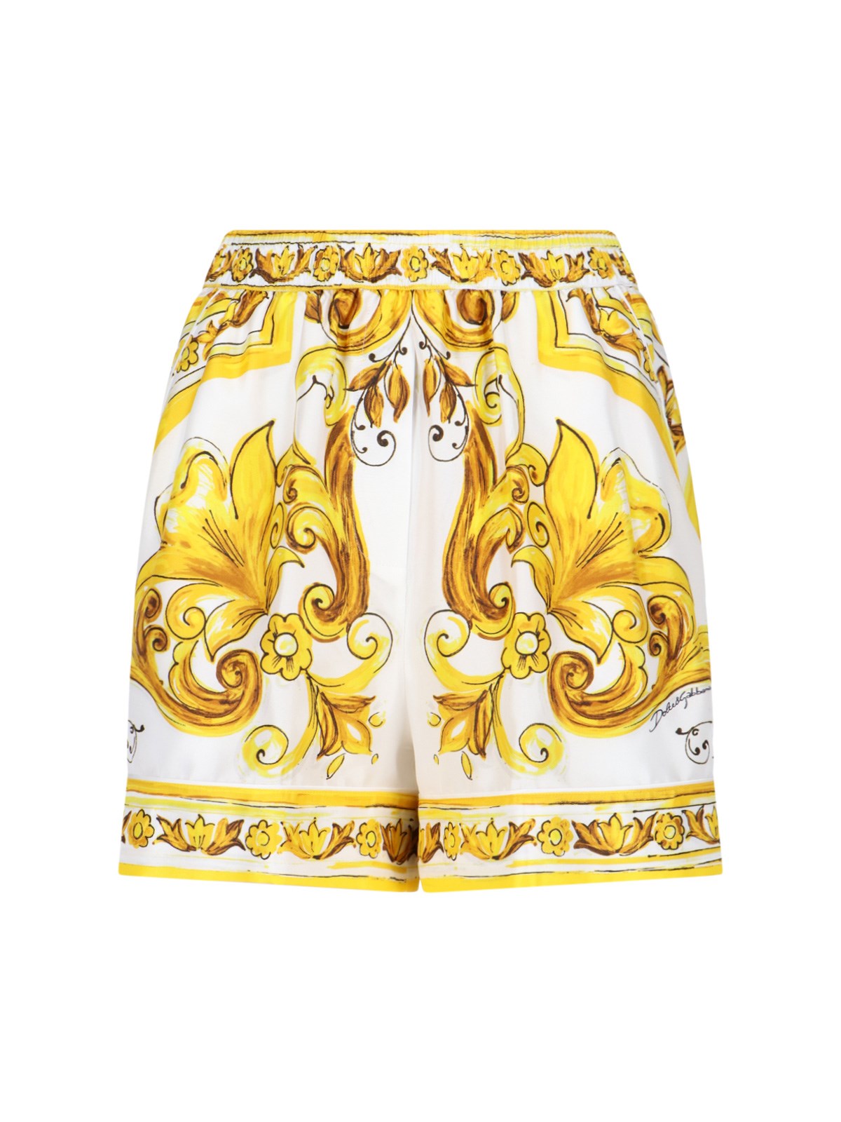 Shop Dolce & Gabbana 'maiolica' Print Shorts In Yellow