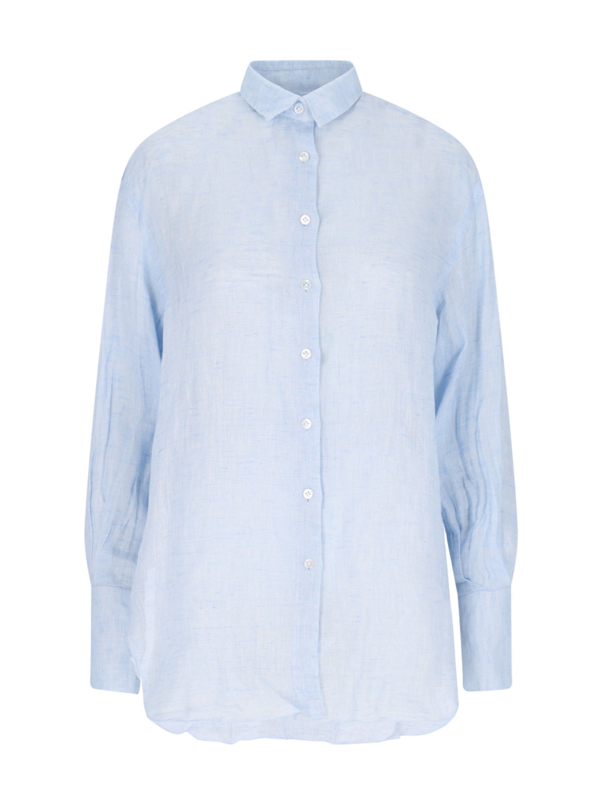 Shop Finamore 1925 Linen Shirt In Light Blue