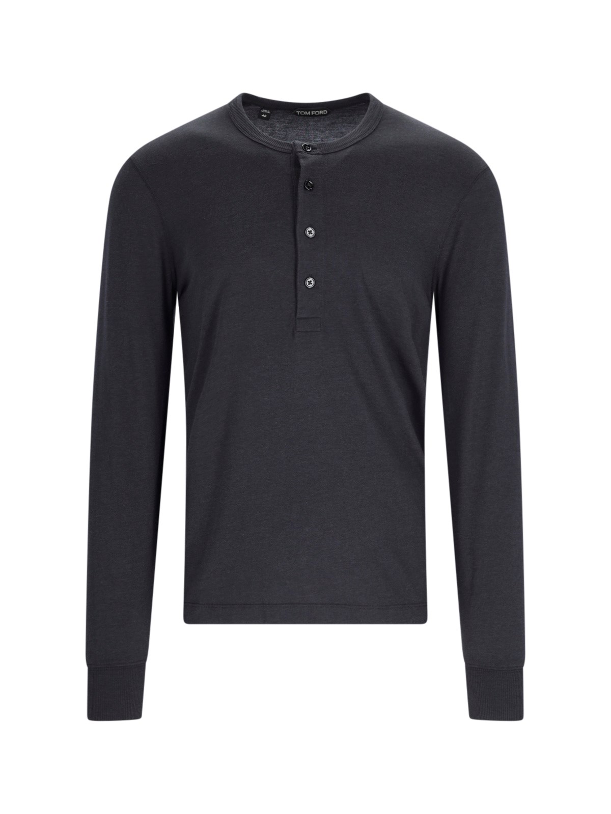 Tom Ford Knit Cut And Sewn Henley T-shirt In Black