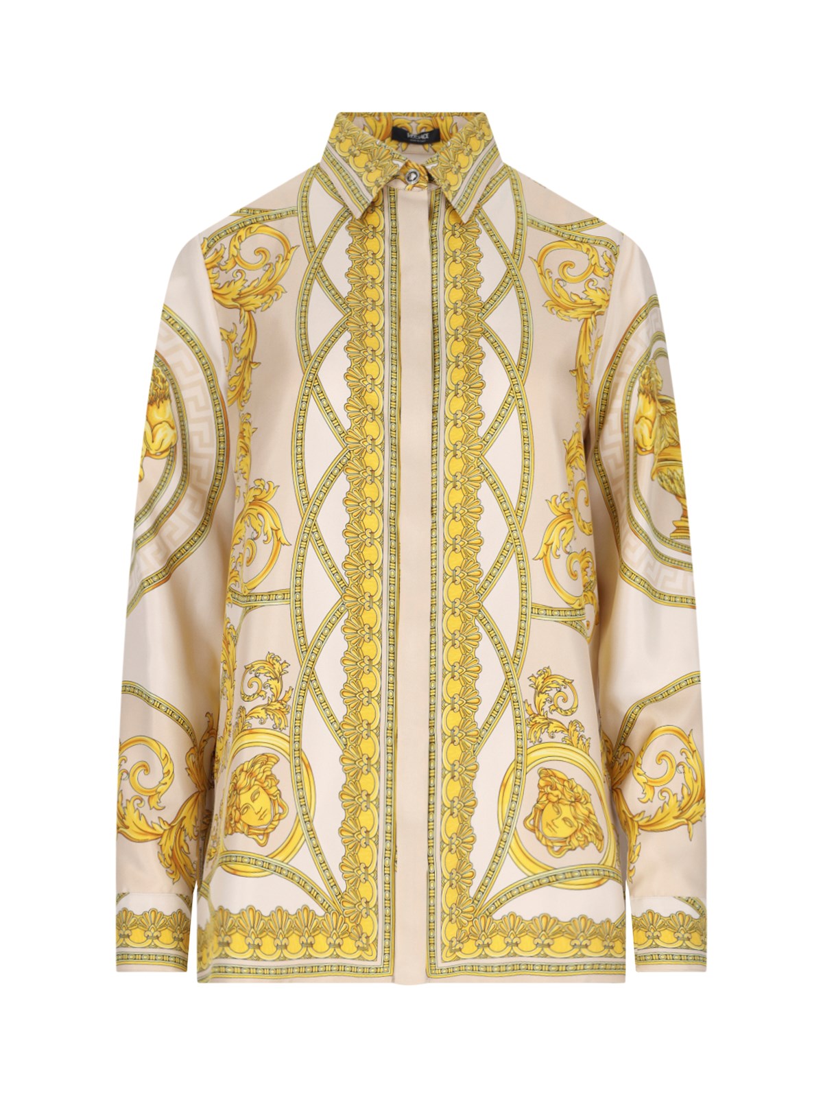 Shop Versace 'barocco' Shirt In Beige