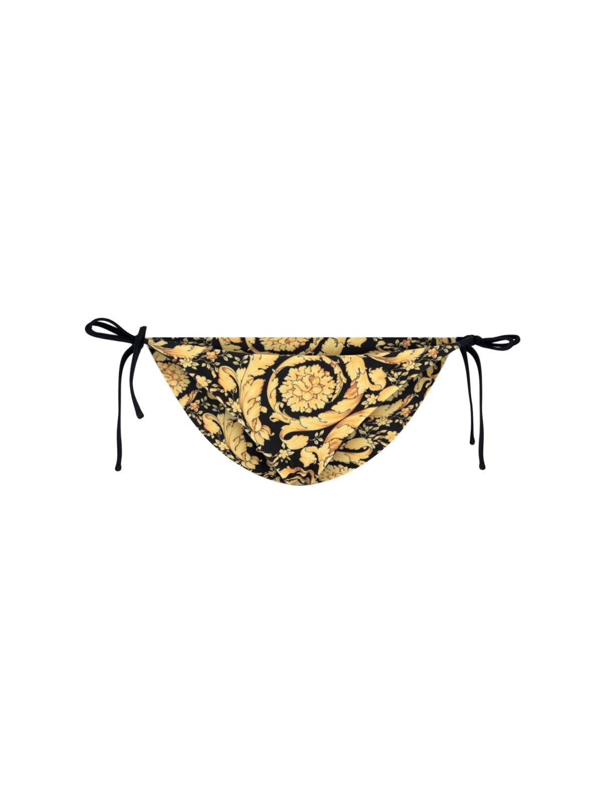 Shop Versace 'barocco' Bikini Bottom In Black  