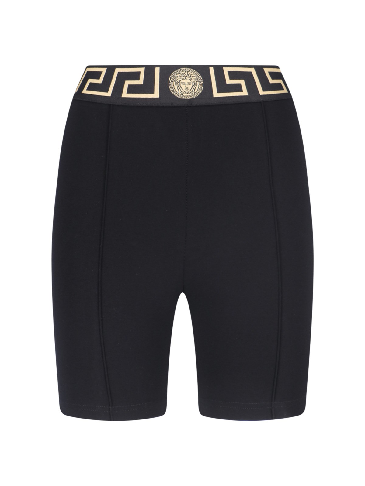 Shop Versace 'greca' Print Shorts In Black  