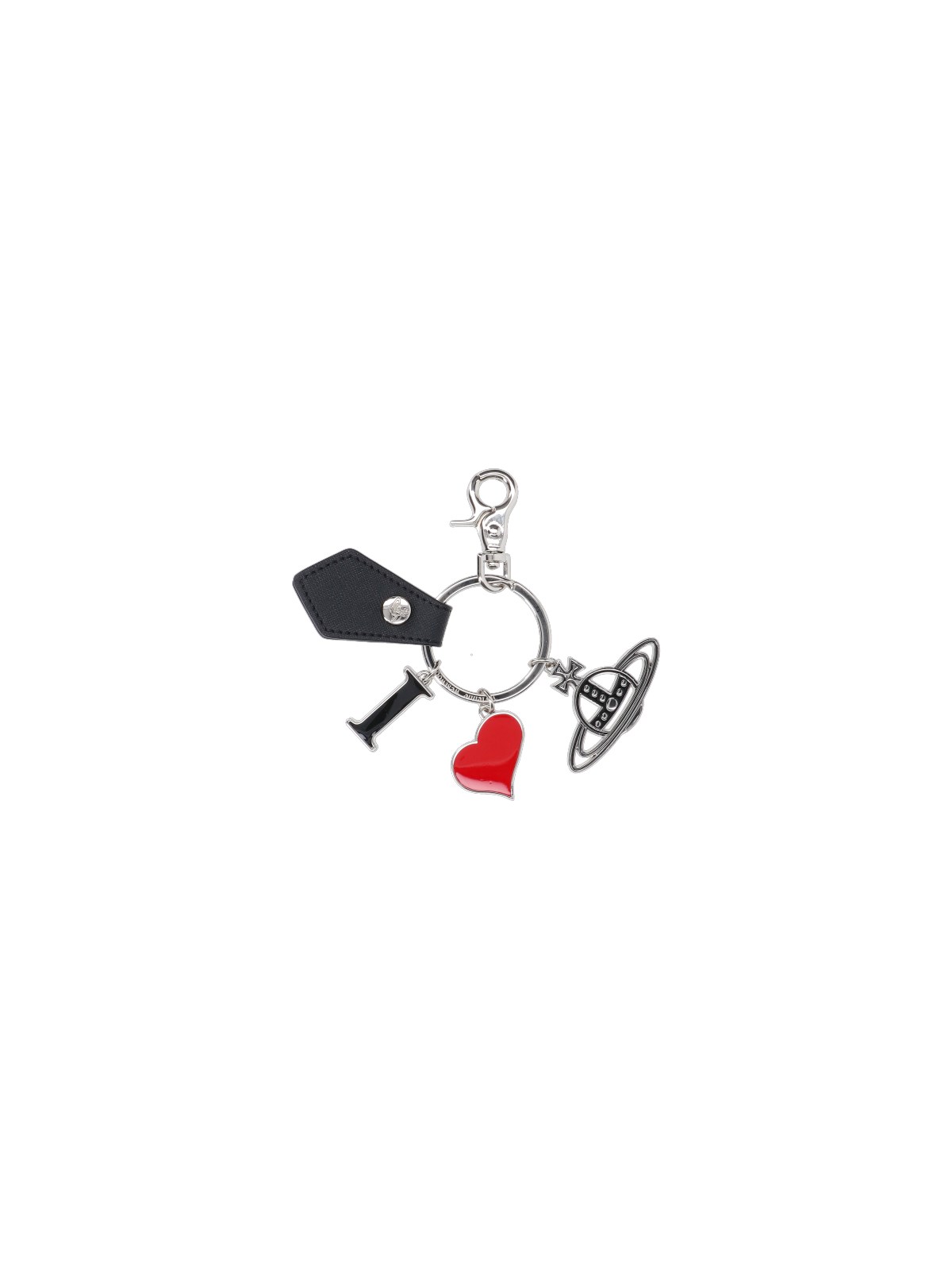 Shop Vivienne Westwood "polly I Love Orb" Logo Keyring In Silver