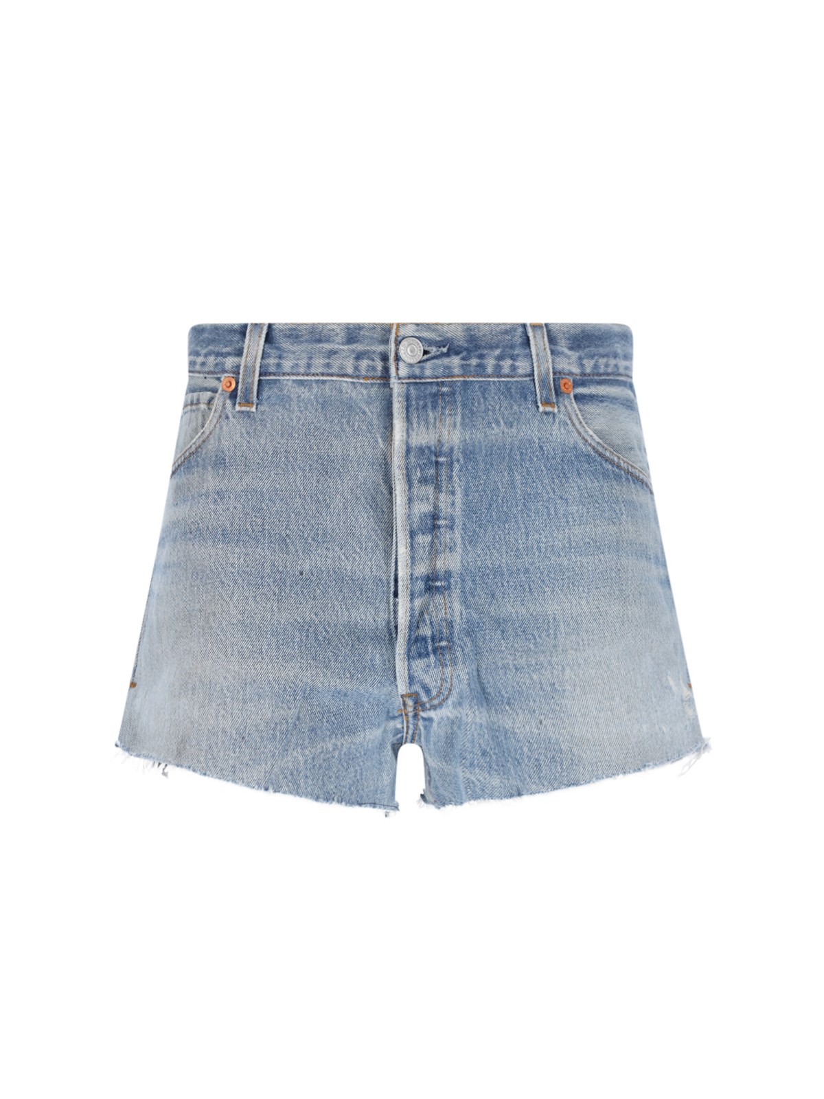 Shop Re/done X Levi's Denim Shorts In Light Blue