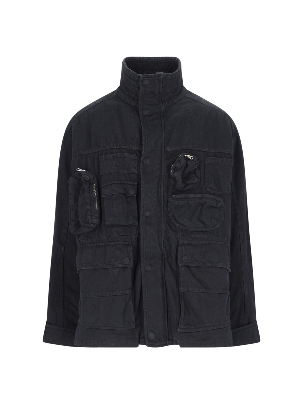 Shop Mm6 Maison Margiela Cargo Jacket In Denim In Black  