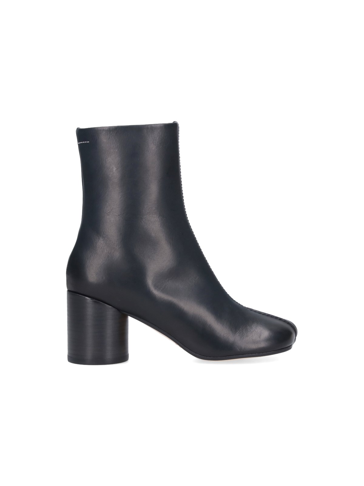 Shop Mm6 Maison Margiela 'stitch-out' Leather Ankle Boots In Black  