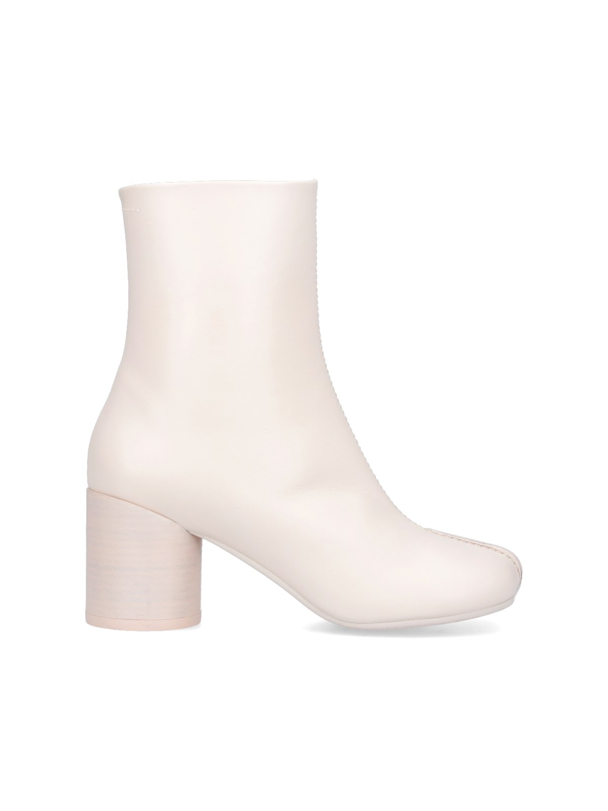 Shop Mm6 Maison Margiela 'stitch-out' Leather Ankle Boots In White