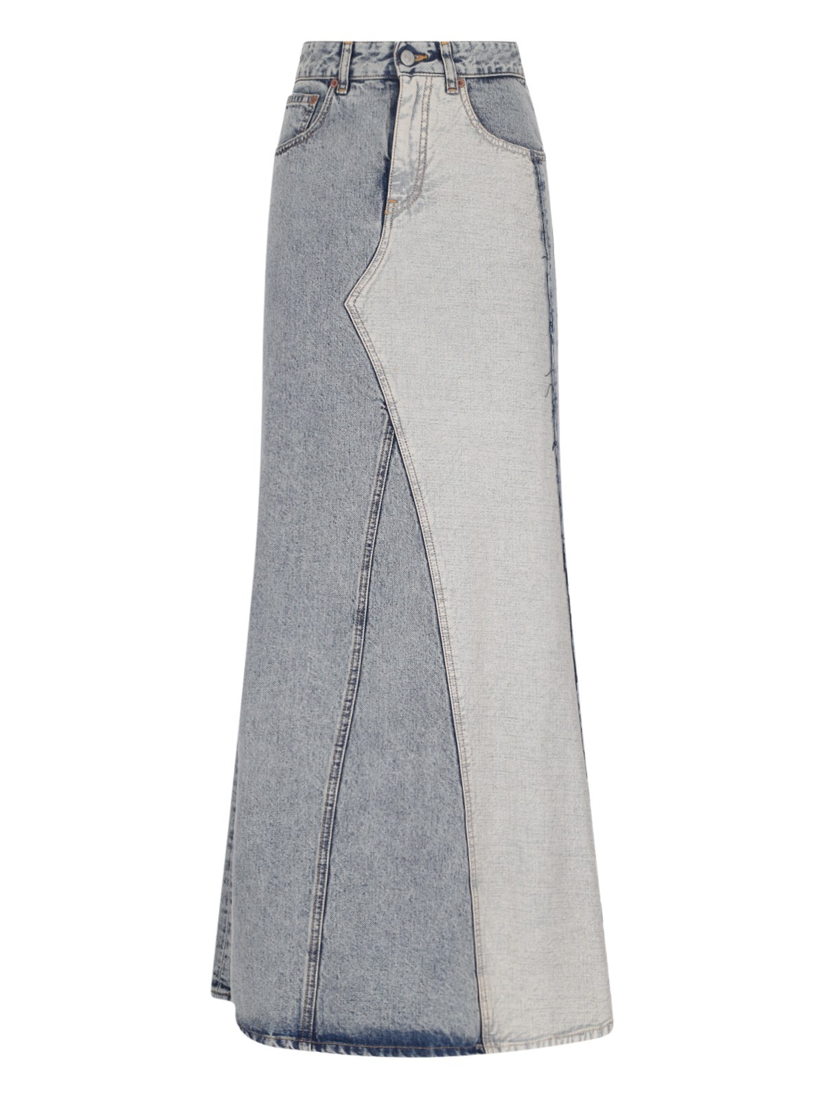 Shop Mm6 Maison Margiela Maxi Denim Skirt In Light Blue