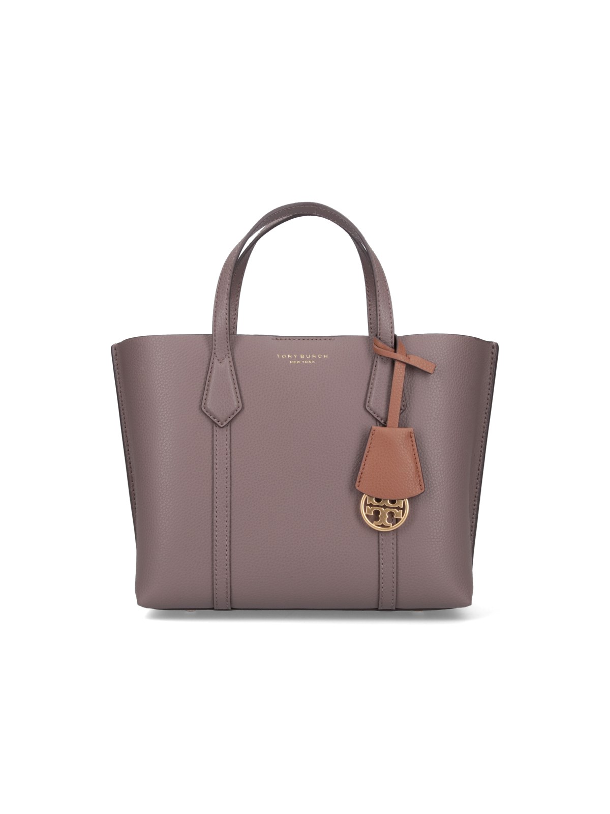 Shop Tory Burch Small Tote Bag "perry" In Taupe