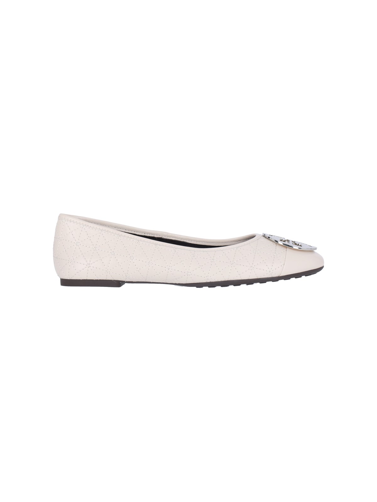 Shop Tory Burch "claire" Ballet Flats In Cream