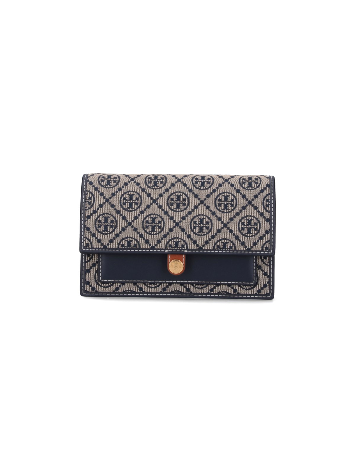 Tory Burch "t Monogram" Crossbody Wallet In Gray