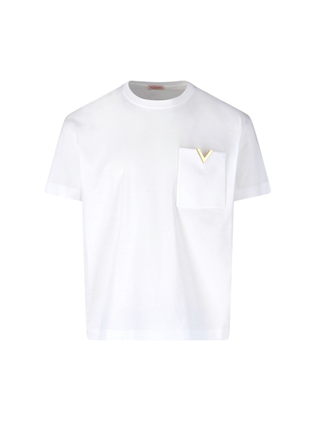 Shop Valentino 'v Detail' T-shirt In White