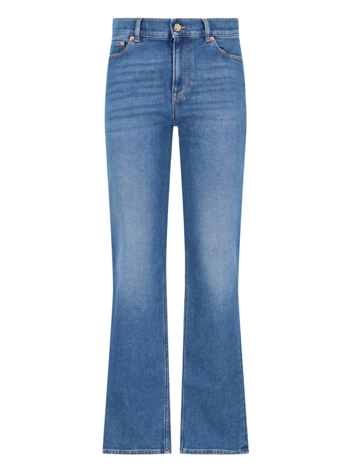 Shop Valentino "v Detail" Straight Jeans In Blue