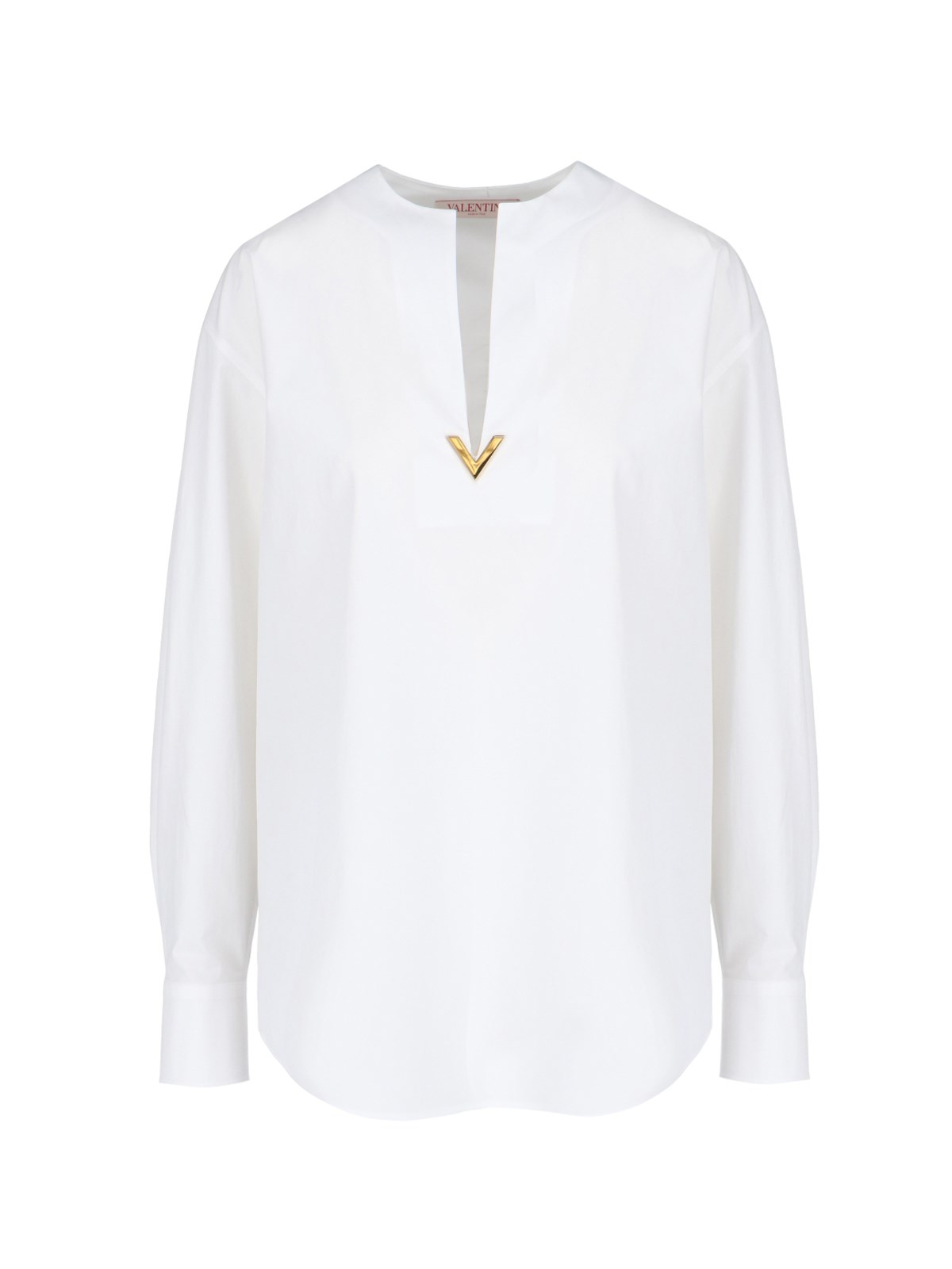 Valentino Cotton Poplin Top In White
