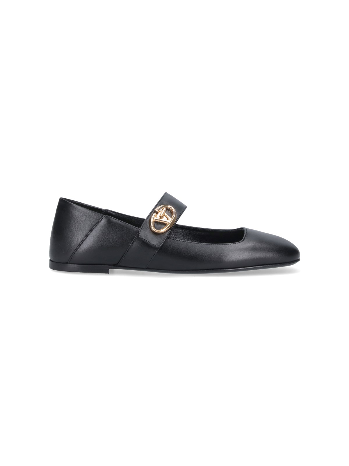 Shop Valentino Mary-jane "vlogo Locker" Ballet Flats In Black  