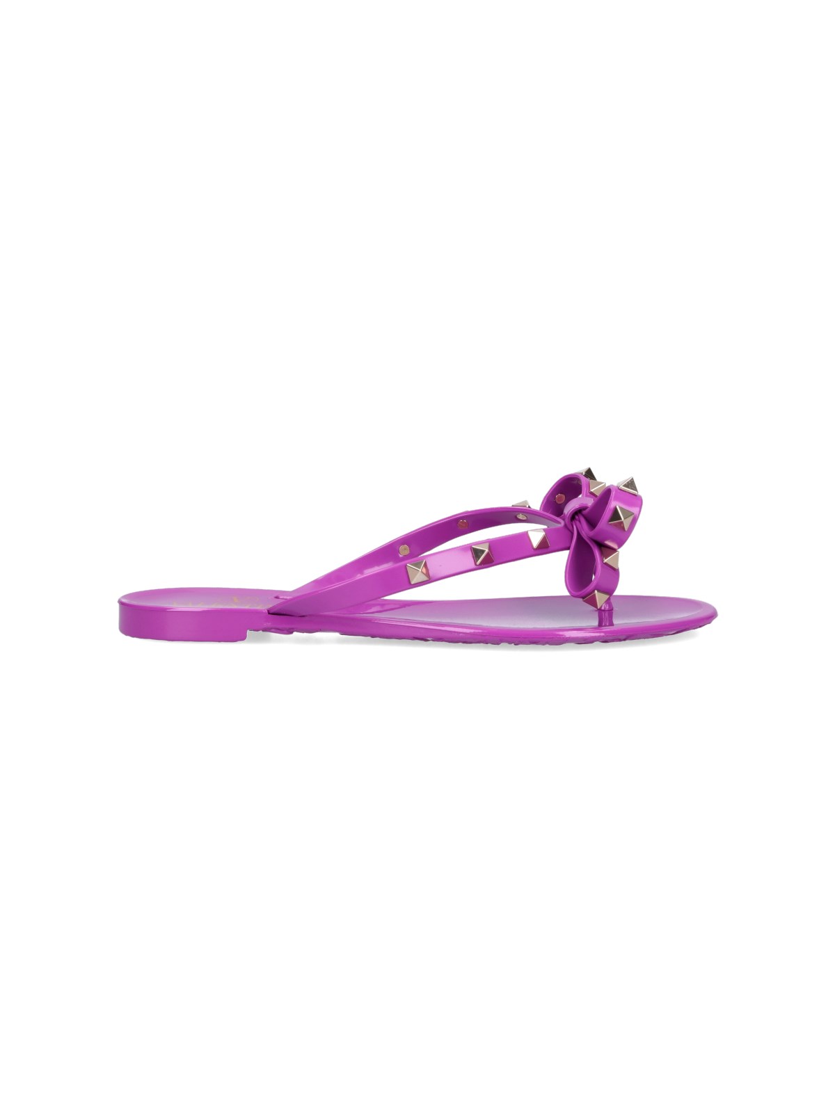 Shop Valentino 'rockstud' Thong Sandals In Purple