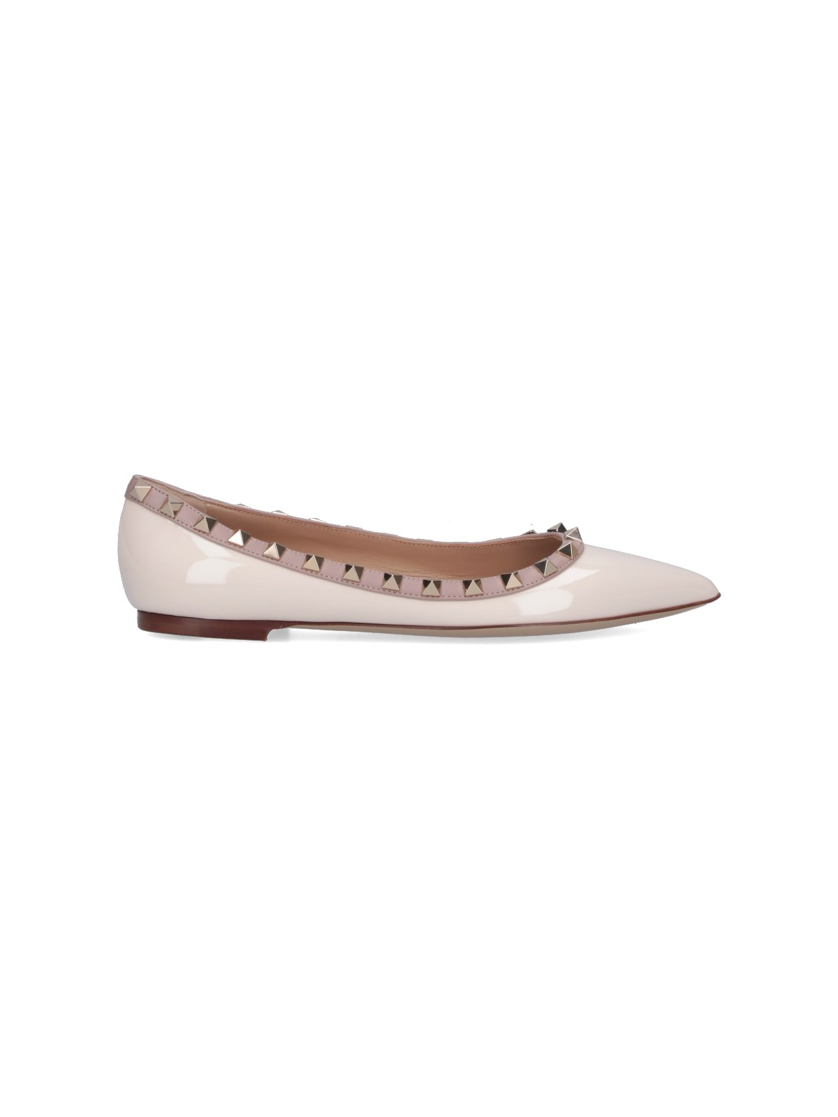 Valentino Womens Rockstud Pointed-toe Leather Flats White/comb In White