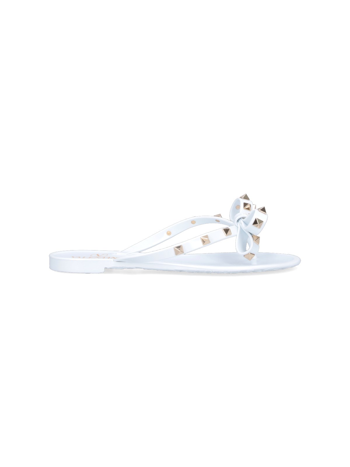 Shop Valentino 'rockstud' Thong Sandals In White