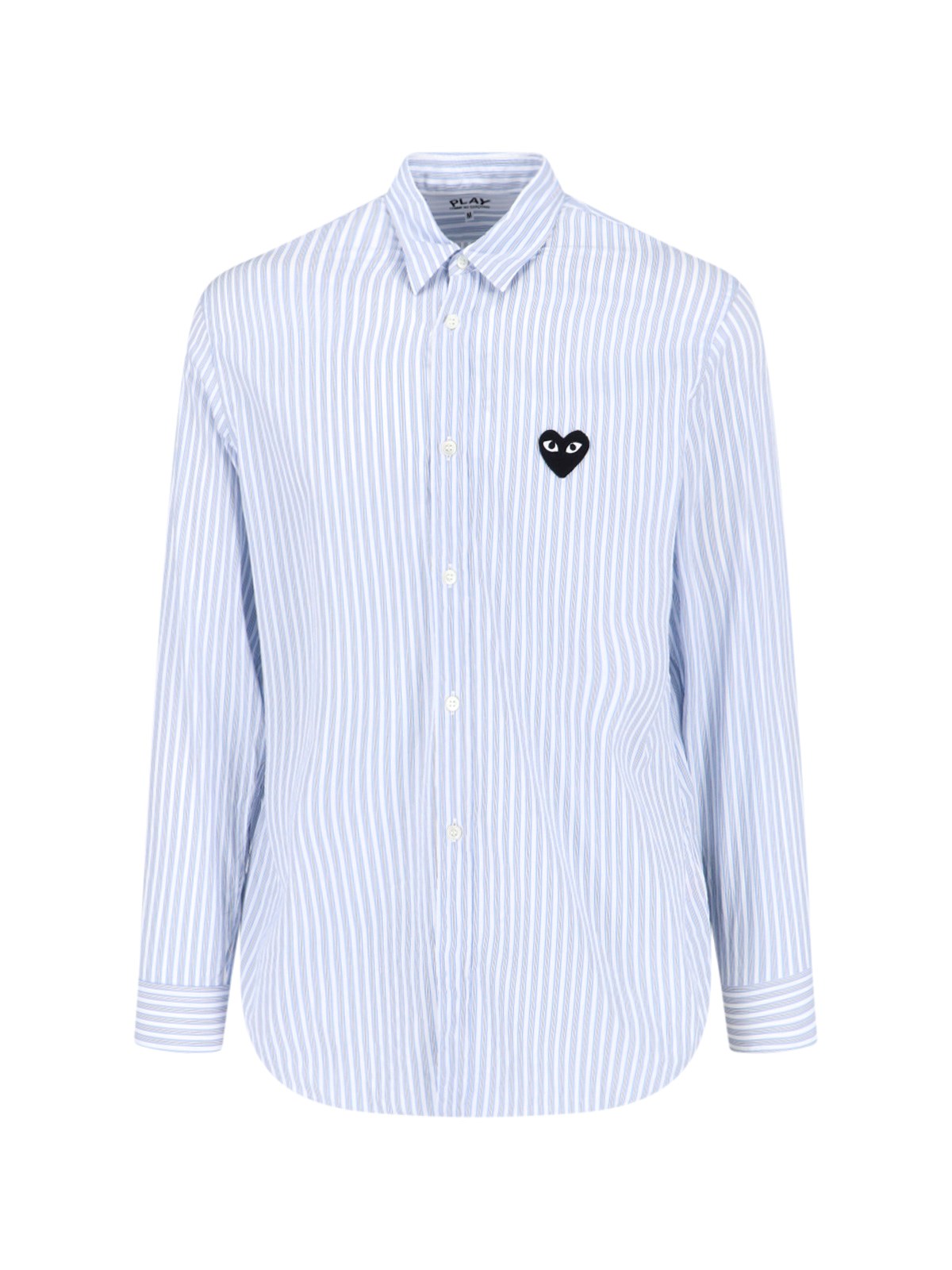 Comme Des Garçons Play Logo Striped Shirt In Blue