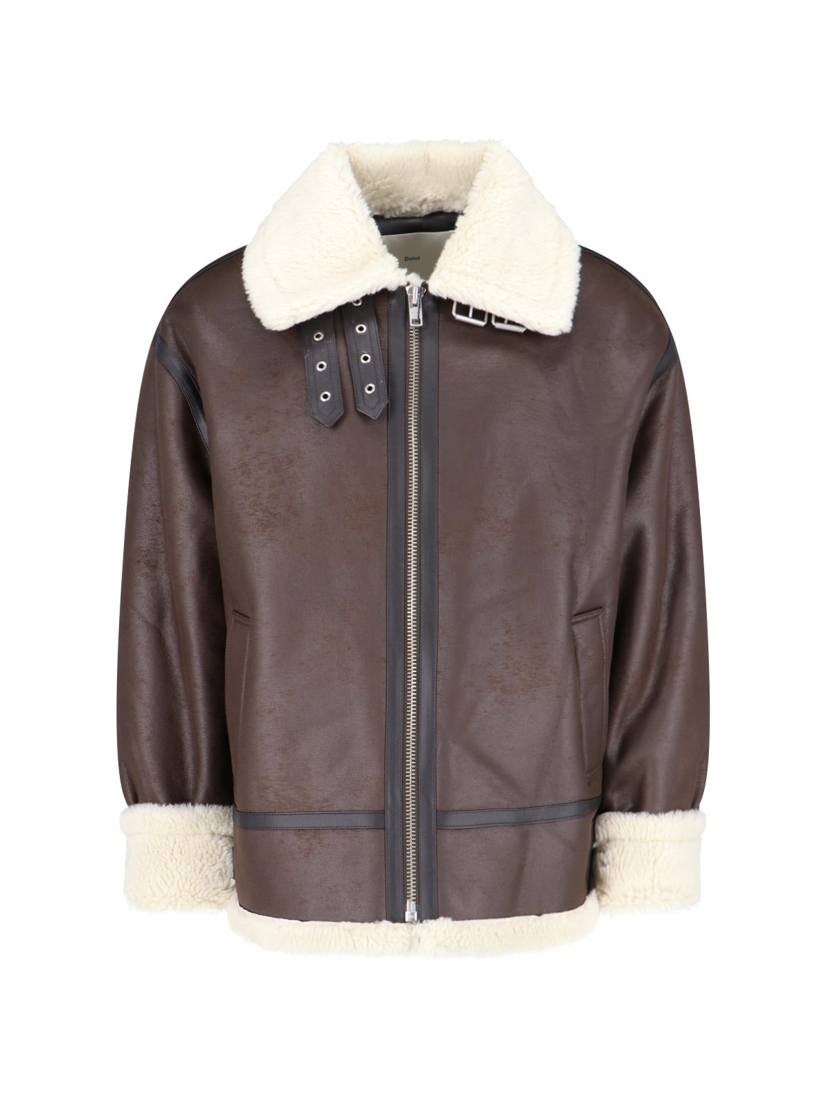 Shop Dunst Faux Shearling Zip Jacket In Brown