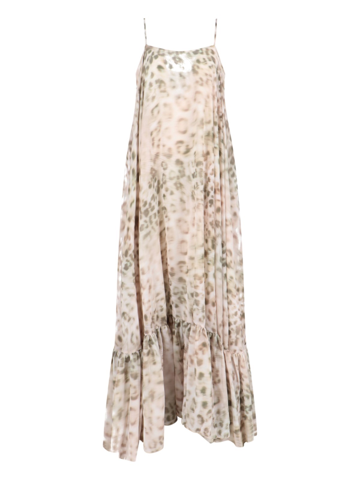 Shop Rotate Birger Christensen 'leopard Print' Chiffon Maxi Dress In Beige