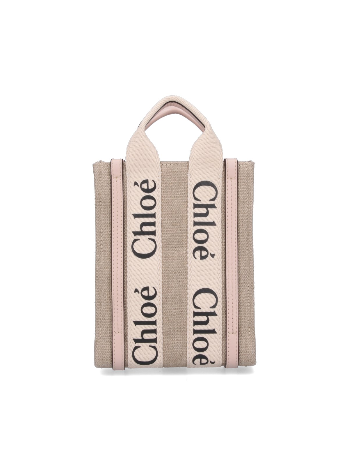 Shop Chloé 'woody North South' Mini Bag In Beige